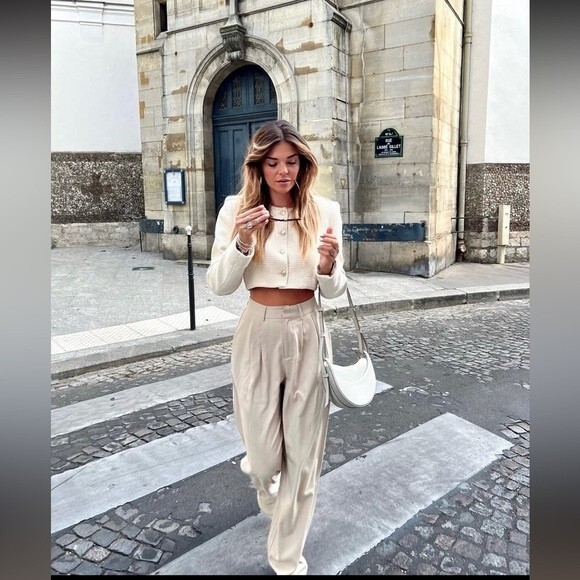 ZARA SATIN EFFECT FULL LENGTH DART PANTS - Picture 10 of 10